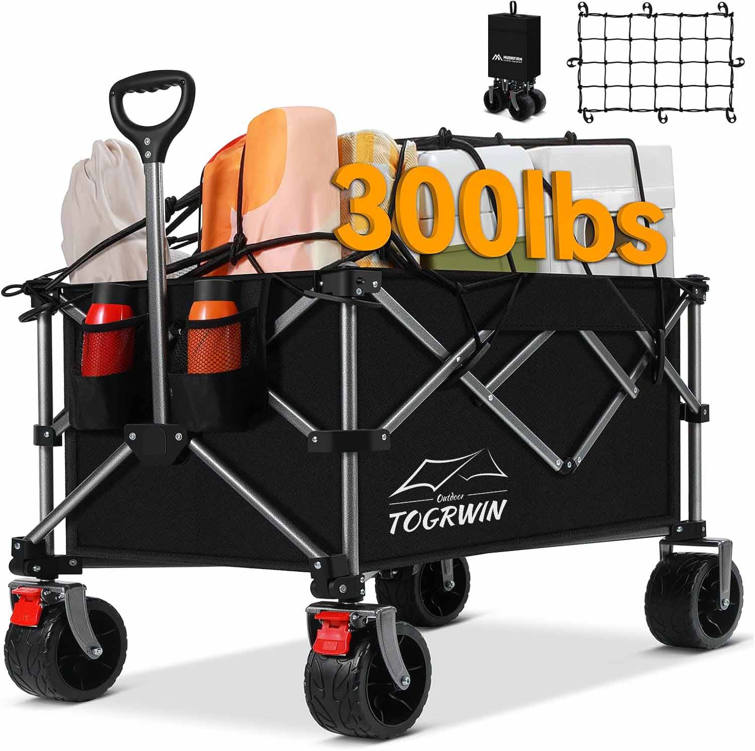 چرخ دستی کمپینگ Torgwin Foldable All Terrain Wagon Tlain Toxt Wagon Beach